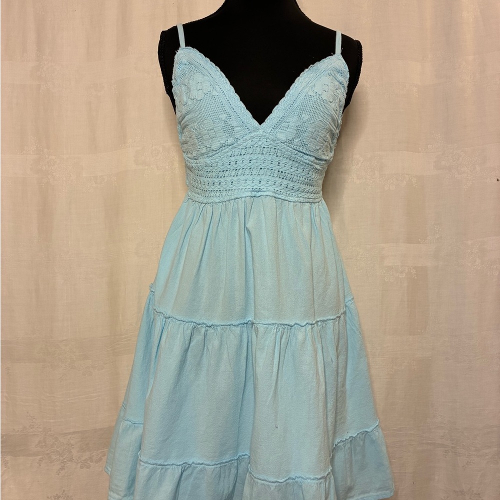 Sky Blue Lace Midi Dress